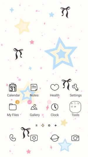 Samsung Themes: ❤️Mun❤️ Starry Ribbon ~❤️ Premium Theme soft pastel stars and cute ribbons floating in a dreamy sky screen shot 0