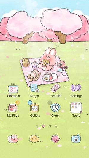 Samsung Themes: ❤️Mun❤️ Blossom Picnic Day ~❤️ Premium Theme adorable friends enjoy a peaceful picnic under blooming cherry trees screen shot 0