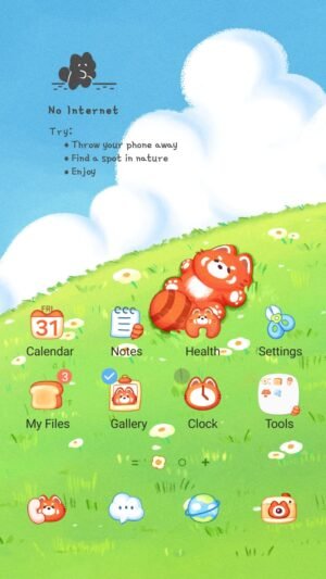 Samsung Themes: ❤️Mun❤️ No Internet Day ~❤️ Premium Theme a cute red panda enjoying nature, reminding us to unplug and relax screen shot 0