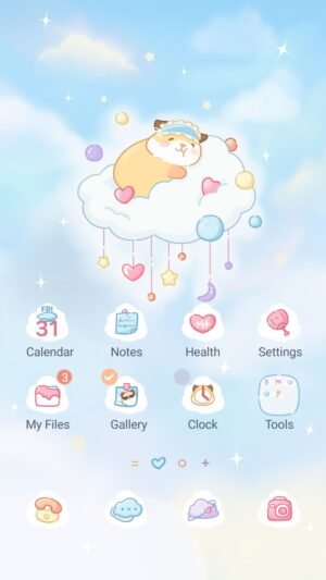 Samsung Themes: ❤️Mun❤️ Sweet Cloud Nap ~❤️ Premium Theme float into soft skies with cozy animal friends and dreamy pastel clouds screen shot 0
