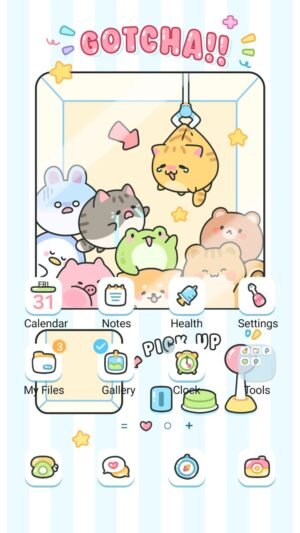 Samsung Themes: ❤️Mun❤️ Gotcha Claw Game ~❤️ Premium Theme adorable animals waiting to be picked in a playful claw machine scene screen shot 0