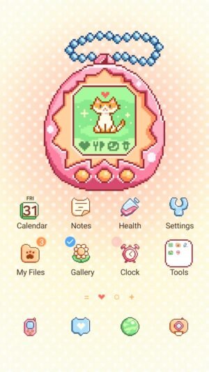 Samsung Themes: ❤️Mun❤️ Pixel Pet Diary ~❤️ Premium Theme a nostalgic pixel pet bringing cozy retro charm to your screen screen shot 0