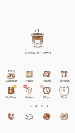 Samsung Themes: ❤️Mun❤️ Coffee Bear ~❤️ Premium Theme a calm coffee moment with a cute bear, perfect for cozy and minimal lovers screen shot 0