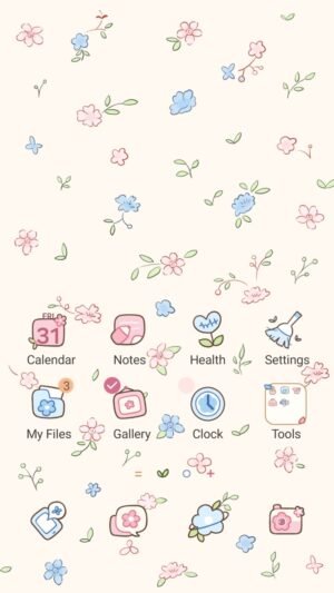 Samsung Themes: ❤️Mun❤️ Soft Floral ~❤️ Premium Theme delicate hand-drawn flowers scattered gently for a calm screen shot 0
