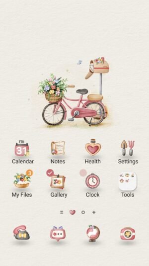 Samsung Themes: ❤️Mun❤️ Flower Bicycle ~❤️ Premium Theme a gentle ride filled with flowers and warmth screen shot 0