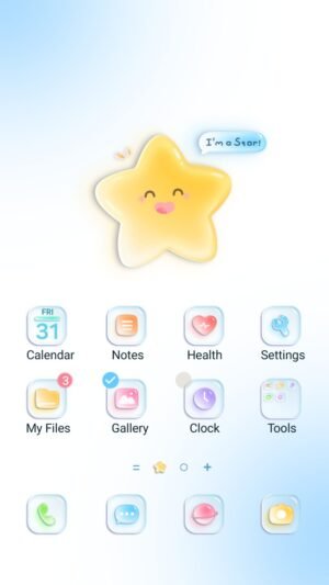 Samsung Themes: ❤️Mun❤️ Shiny Star ~❤️ Premium Theme a cheerful little star shining softly against a clean blue sky screen shot 0