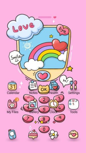 Samsung Themes: ❤️Mun❤️ Love Phone ~❤️ Premium Theme a sweet retro phone filled with love, rainbows and happy messages screen shot 0
