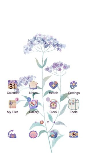 Samsung Themes: [Sim] Lavender Branch ~ Premium Theme soft watercolor lavender stems bring a calm, airy screen shot 0