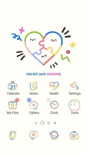 Samsung Themes: ❤️Mun❤️ Playful Puzzle ~❤️ Premium Theme smiling puzzle pieces holding hands to celebrate diversity and individuality screen shot 0