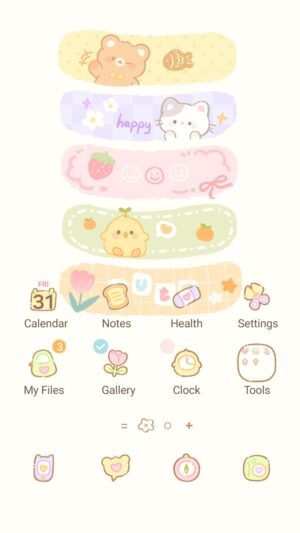 Samsung Themes: ❤️Mun❤️ Soft Cute Stickers ~❤️ Premium Theme pastel animal stickers stacked with gentle patterns screen shot 0