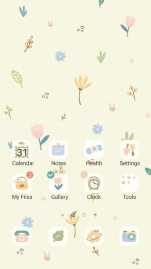 Samsung Themes: ❤️Mun❤️ Pastel Pattern Garden ~❤️ Premium Theme soft pastel floral patterns with tiny bunnies for a soothing spring feel screen shot 0