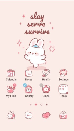 Samsung Themes: ❤️Mun❤️ Slay Serve Bunny ~❤️ Premium Theme cute bunny with confident vibes and playful motivational quote screen shot 0