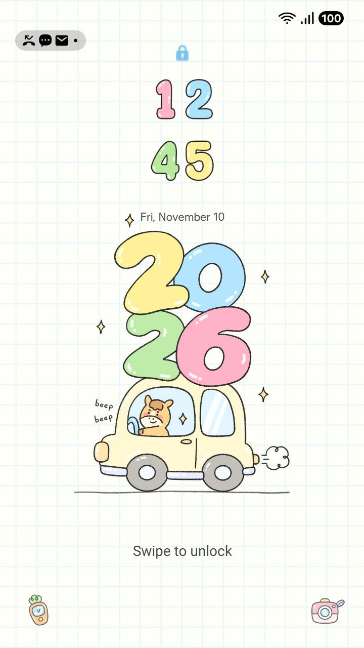 ❤️Mun❤️ Horse Journey New Year ~❤️ Premium Theme a happy horse drives into 2026, celebrating a joyful new beginning