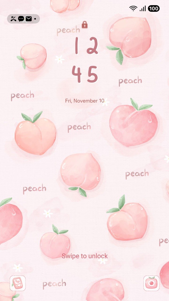 ❤️Mun❤️ Peach Pattern dream ~❤️ Premium Theme soft peach illustrations repeat in a sweet pastel pattern