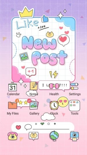 Samsung Themes: ❤️Mun❤️ Y2K Pastel Feed ~❤️ Premium Theme a nostalgic, cute Y2K-inspired social media aesthetic theme screen shot 0