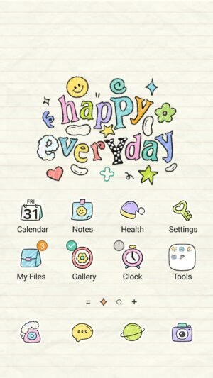 Samsung Themes: ❤️Mun❤️ Colorful Quotes ~❤️ Premium Theme a hand-drawn doodle on lined paper spreading positive vibes screen shot 0