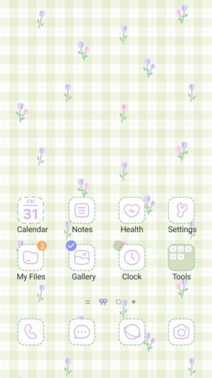 Samsung Themes: ❤️Mun❤️ Mint Tulip Pattern ~❤️ Premium Theme a refreshing repeating pattern of tiny pastel tulips screen shot 0