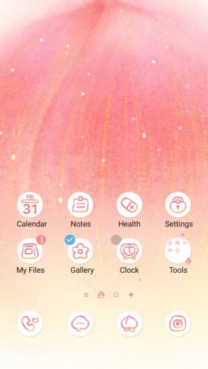Samsung Themes: ❤️Mun❤️ Golden Sweet Peach ~❤️ Premium Theme a soft, glowing watercolor peach with shimmering golden accents screen shot 0