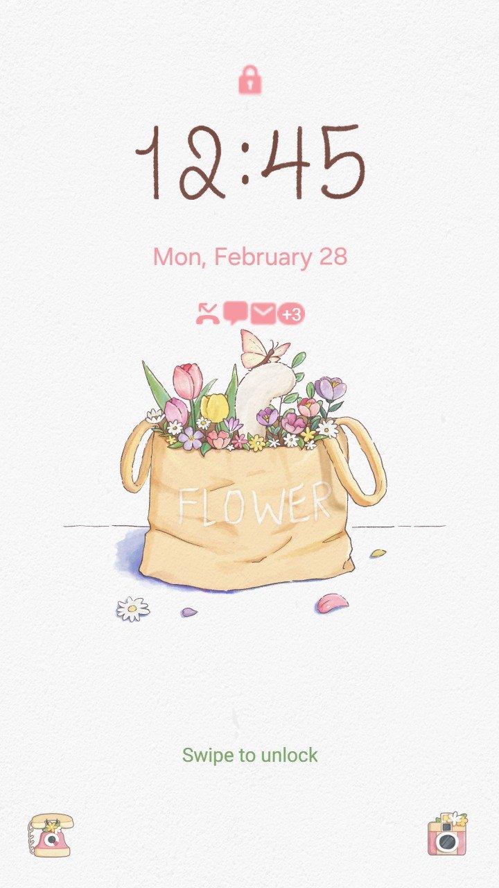 ❤️Mun❤️ Flower Kitten ~❤️ Premium Theme a cute kitten in a flower-filled bag with butterfly