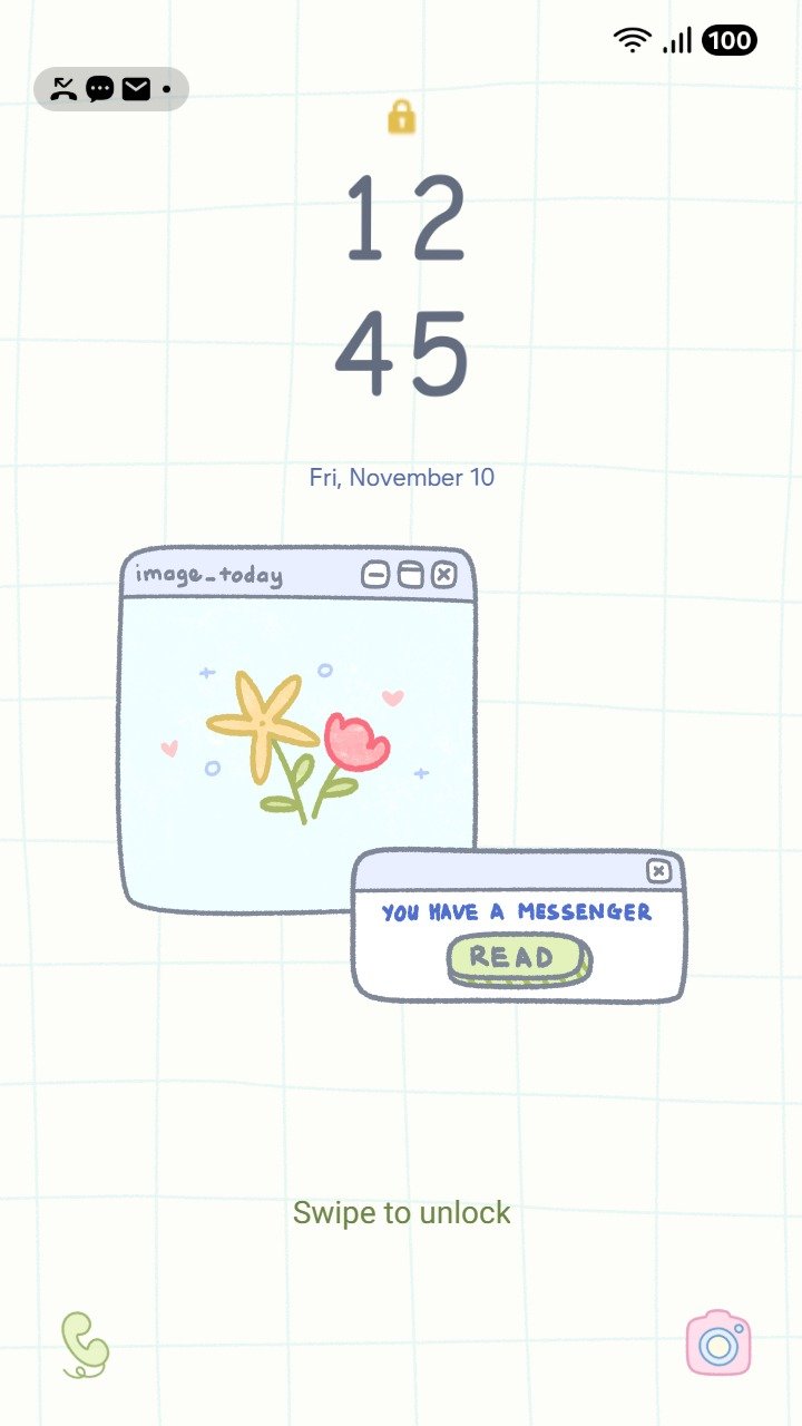 ❤️Mun❤️ Digital Window ~❤️ Premium Theme cute, nostalgic computer pop-ups and pastel flowers