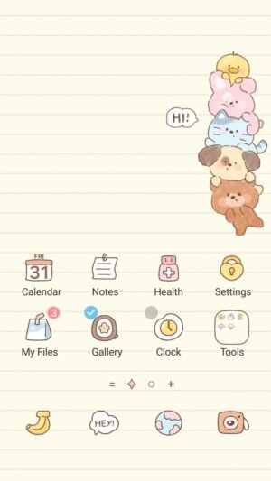 Samsung Themes: ❤️Mun❤️ Cozy Note Friends ~❤️ Premium Theme adorable animal pile on a cozy notebook theme screen shot 0