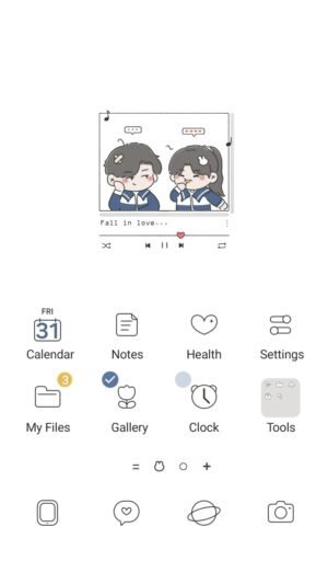 Samsung Themes: ❤️Mun❤️ Lofi Love Melody ~❤️ Premium Theme minimalist anime couple sharing a sweet music moment screen shot 0