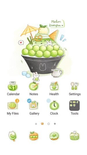 Samsung Themes: ❤️Mun❤️ Sweet Melon Bingsu ~❤️ Premium Theme a refreshing bowl of sweet melon shaved ice screen shot 0