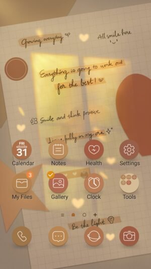 Samsung Themes: ❤️Mun❤️ Sunlight Sticker ~❤️ Premium Theme cozy sunlight pattern with happy hand-drawn sticker icons. screen shot 0