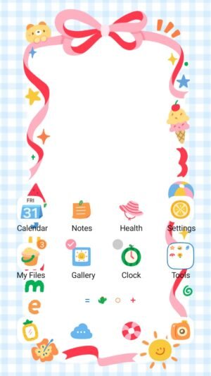 Samsung Themes: ❤️Mun❤️ Summer Ribbon Fun ~❤️ Premium Theme a cute summer scrapbook theme with ribbons and treats screen shot 0