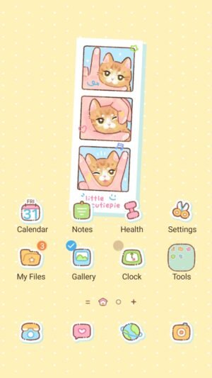 Samsung Themes: ❤️Mun❤️ Little Cutiepie Kitty ~❤️ Premium Theme Adorable ginger cat photo strip on sweet yellow hearts screen shot 0