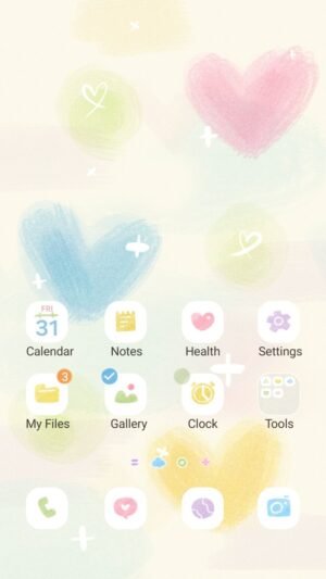 Samsung Themes: ❤️Mun❤️ Pastel Heart Dreams ~❤️ Premium Theme Dreamy hand drawn pastel hearts for a soft look screen shot 0
