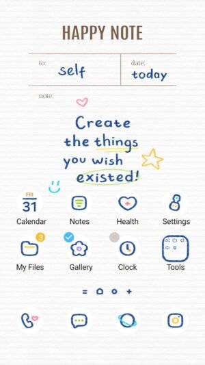 Samsung Themes: ❤️Mun❤️ Daily Happy Note ~❤️ Premium Theme a cozy, inspiring handwritten note for your home screen screen shot 0