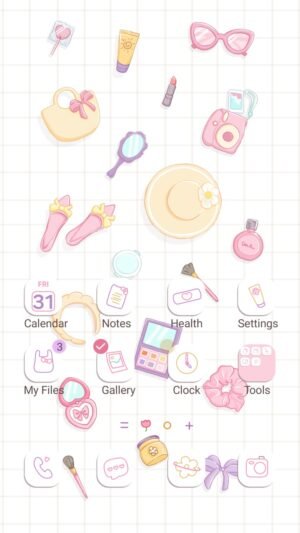 Samsung Themes: [Sim] My Aesthetic Life ~ Premium Theme A trendy collection of soft, girly lifestyle illustrations screen shot 0