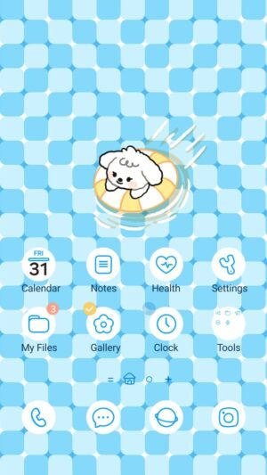 Samsung Themes: ❤️Mun❤️ Pool Puppy Illusion ~❤️ Premium Theme the cute puppy floating in a refreshing pool screen shot 0