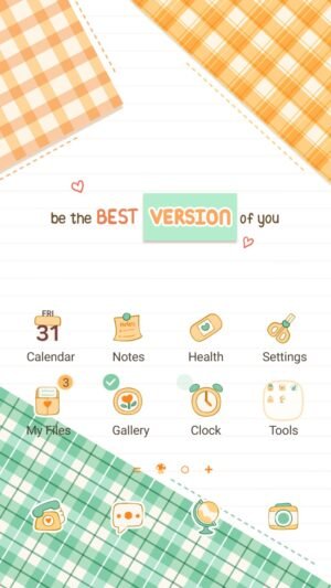 Samsung Themes: [Sim] Daily Progress Note ~ Premium Theme a cheerful checkered notebook style for positive daily vibes screen shot 0