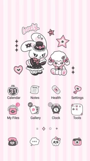 Samsung Themes: ❤️Mun❤️ Lovely Punk Bunny ~❤️ Premium Theme see these sweet punk bunnies on pink stripes. screen shot 0