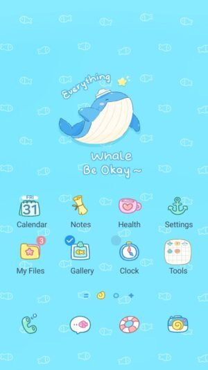 Samsung Themes: ❤️Mun❤️ Whale Be Okay ~❤️ Premium Theme a cheerful blue whale theme to brighten your day screen shot 0