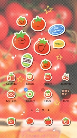 Samsung Themes: ❤️Mun❤️ Fresh Tomato Pals ~❤️ Premium Theme vibrant tomatoes with cute faces for a fresh look screen shot 0