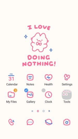 Samsung Themes: ❤️Mun❤️ Free Lazy Bunny ~❤️ Premium Theme A cozy pink bunny for your lazy days screen shot 0