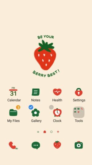 Samsung Themes: ❤️Mun❤️ Berry Cute Strawberry ~❤️ Premium Theme a simple, adorable strawberry to brighten your screen screen shot 0
