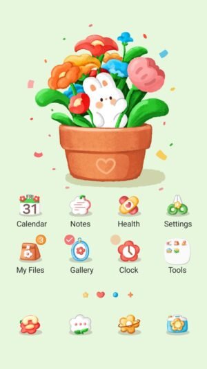 Samsung Themes: ❤️Mun❤️ Bear Bunny Garden ~❤️ Premium Theme a cute bunny and bear for your screen screen shot 0