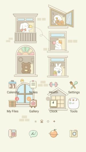 Samsung Themes: [Sim] Sweet Animals Stories ~ Premium Theme Adorable animal friends sharing cozy moments from their windows. screen shot 0
