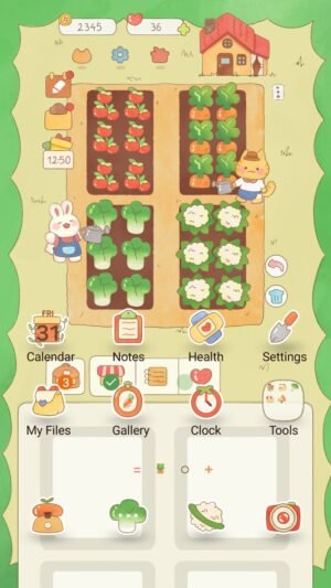 Samsung Themes: ❤️Mun❤️ Tiny Farm Game ~❤️ Premium Theme Adorable animals tending to a peaceful sunny garden screen shot 0