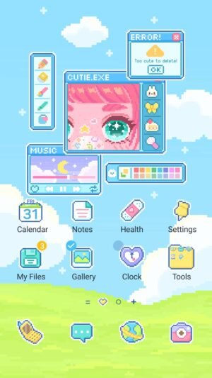 Samsung Themes: ❤️Mun❤️ Pixel Sky OS ~❤️ Premium Theme A retro cute pixel art computer desktop theme screen shot 0