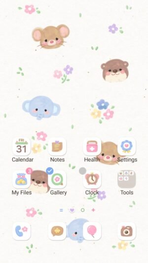 Samsung Themes: ❤️Mun❤️ Soft Animal Pattern ~❤️ Premium Theme a cute and soft hand-drawn animal friend pattern screen shot 0