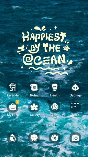 Samsung Themes: ❤️Mun❤️ Happy Ocean Waves ~❤️ Premium Theme See beautiful ocean waves and positive beach quotes. screen shot 0