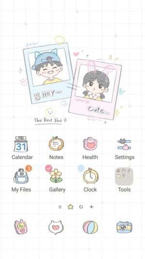 Samsung Themes: ❤️Mun❤️ Cute Polaroid Love ~❤️ Premium Theme See these lovely hand-drawn polaroids on a clean grid. screen shot 0