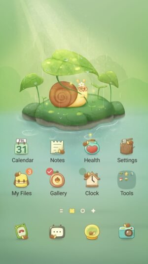 Samsung Themes: ❤️Mun❤️ Rainy Snail Oasis ~❤️ Premium Theme A cute snail enjoying a peaceful rainy day screen shot 0