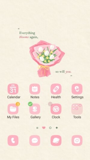 Samsung Themes: ❤️Mun❤️ Lovely Tulip Bloom ~❤️ Premium Theme see hopeful watercolor tulip quotes remind you to bloom screen shot 0