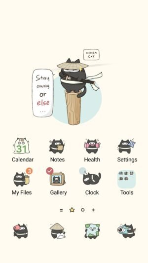 Samsung Themes: ❤️Mun❤️ Ninja Cat Guard ~❤️ Premium Theme a cute ninja cat guarding your phone for your safety screen shot 0